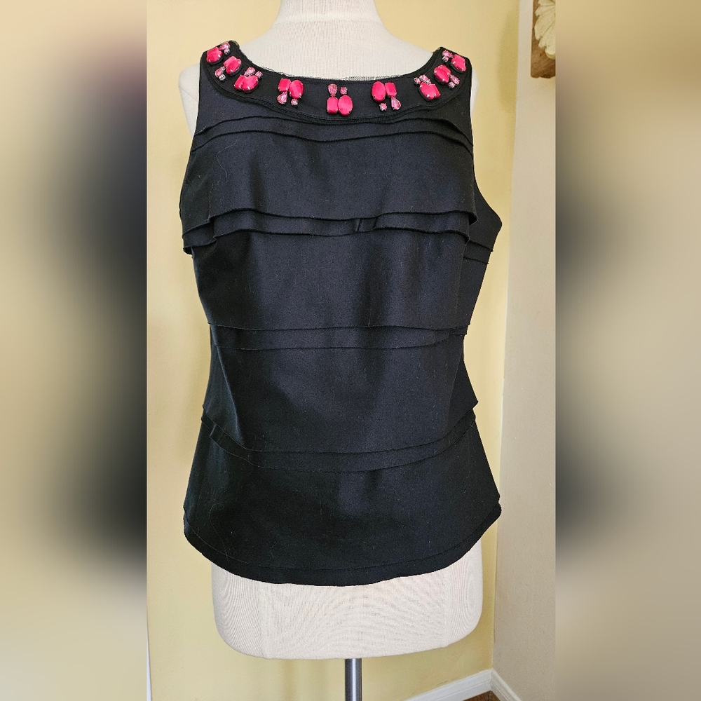 White House Black Market Sleeveless Bejeweled Bodice Blouse.